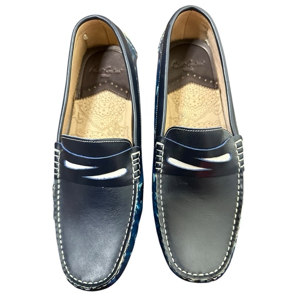 Robert graham blue realist men’s leather slip on loafers size 9 driving shoes main image 6